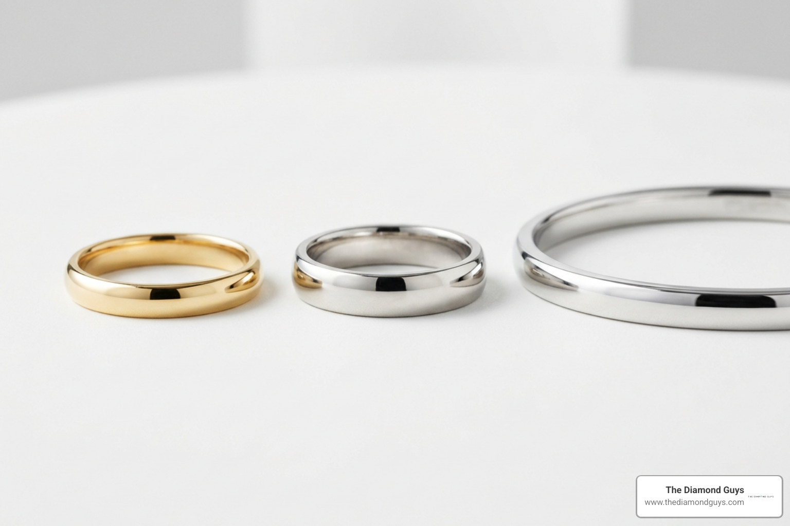 Polished gold, platinum, and silver jewelry demonstrating distinct metal lusters Polished gold, platinum, and silver jewelry demonstrating distinct metal lusters