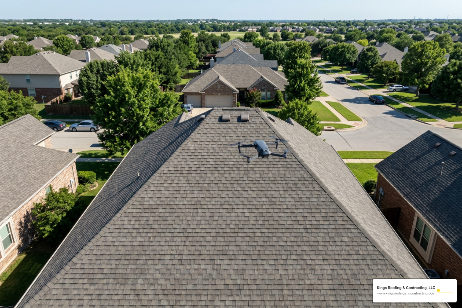 Drone surveying residential roof shingles Drone surveying residential roof shingles