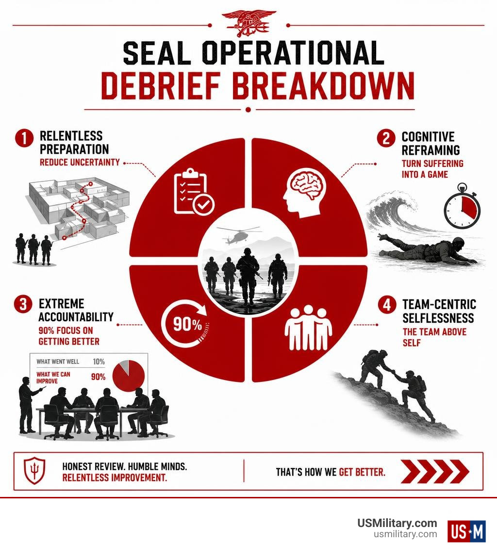 SEAL Operational Debrief Breakdown infographic