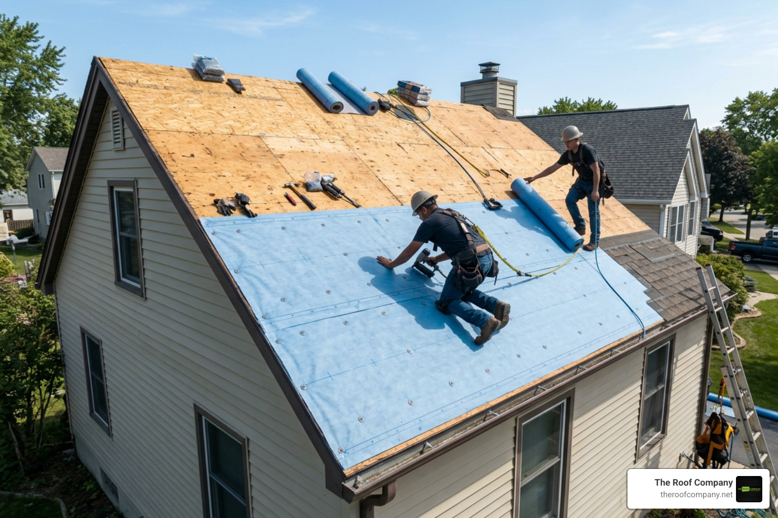 synthetic underlayment installation on a residential home