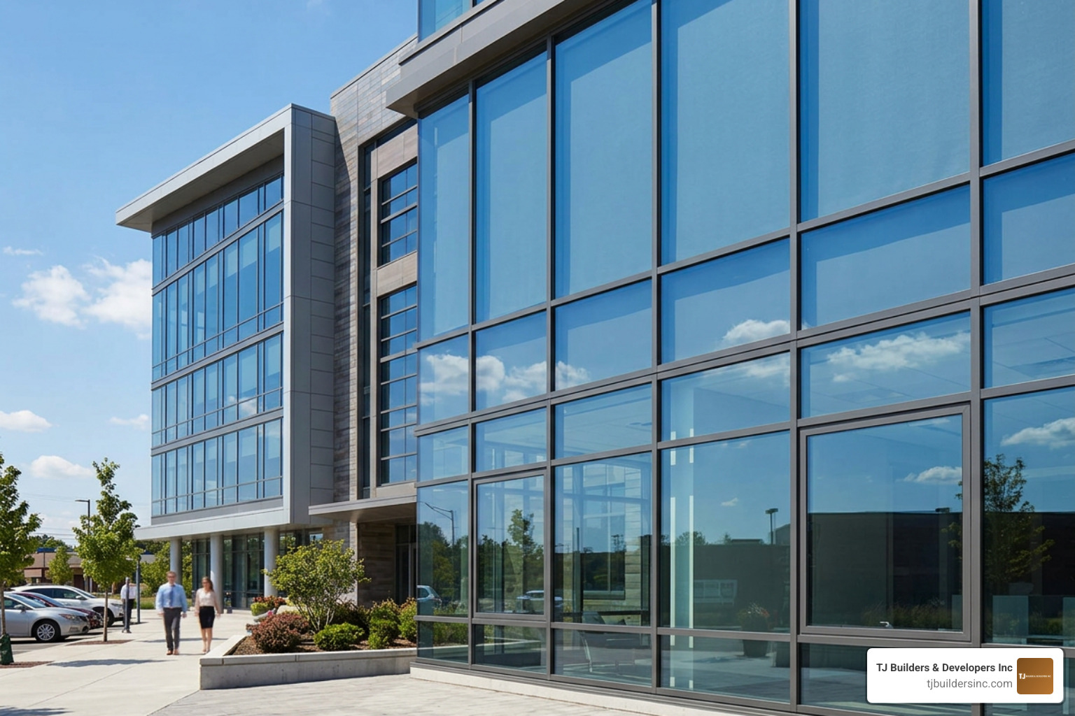 multi-pane commercial office windows with thermal breaks