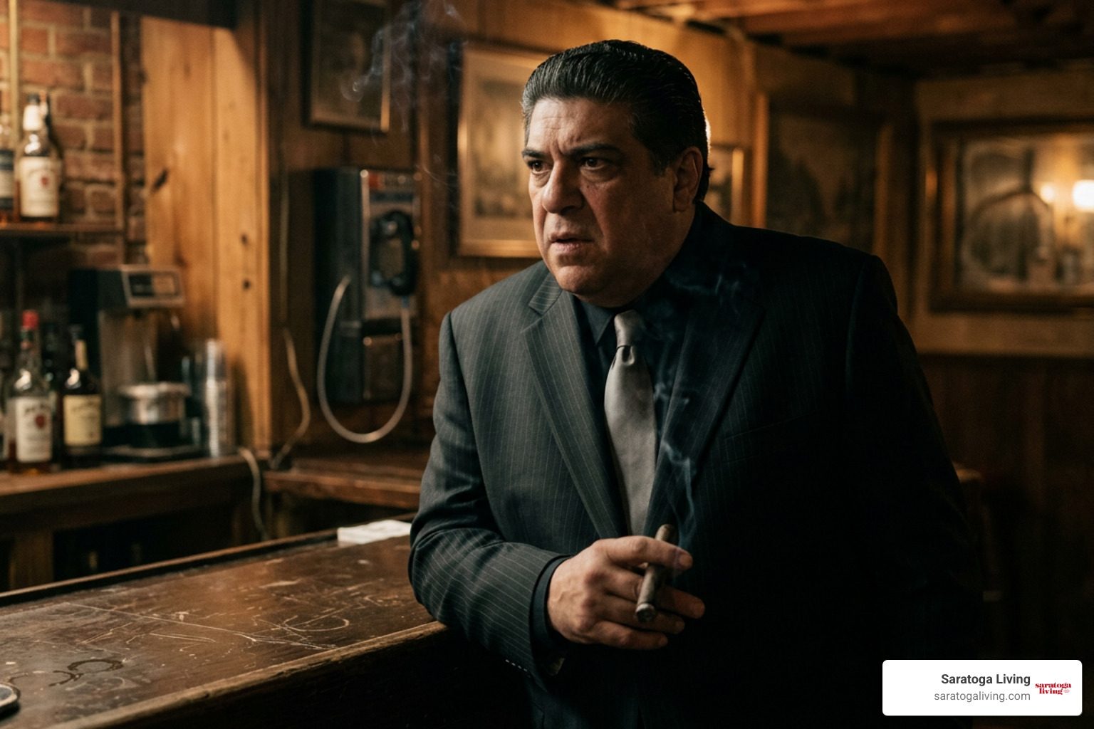 Vincent Pastore in a dramatic television scene Vincent Pastore in a dramatic television scene