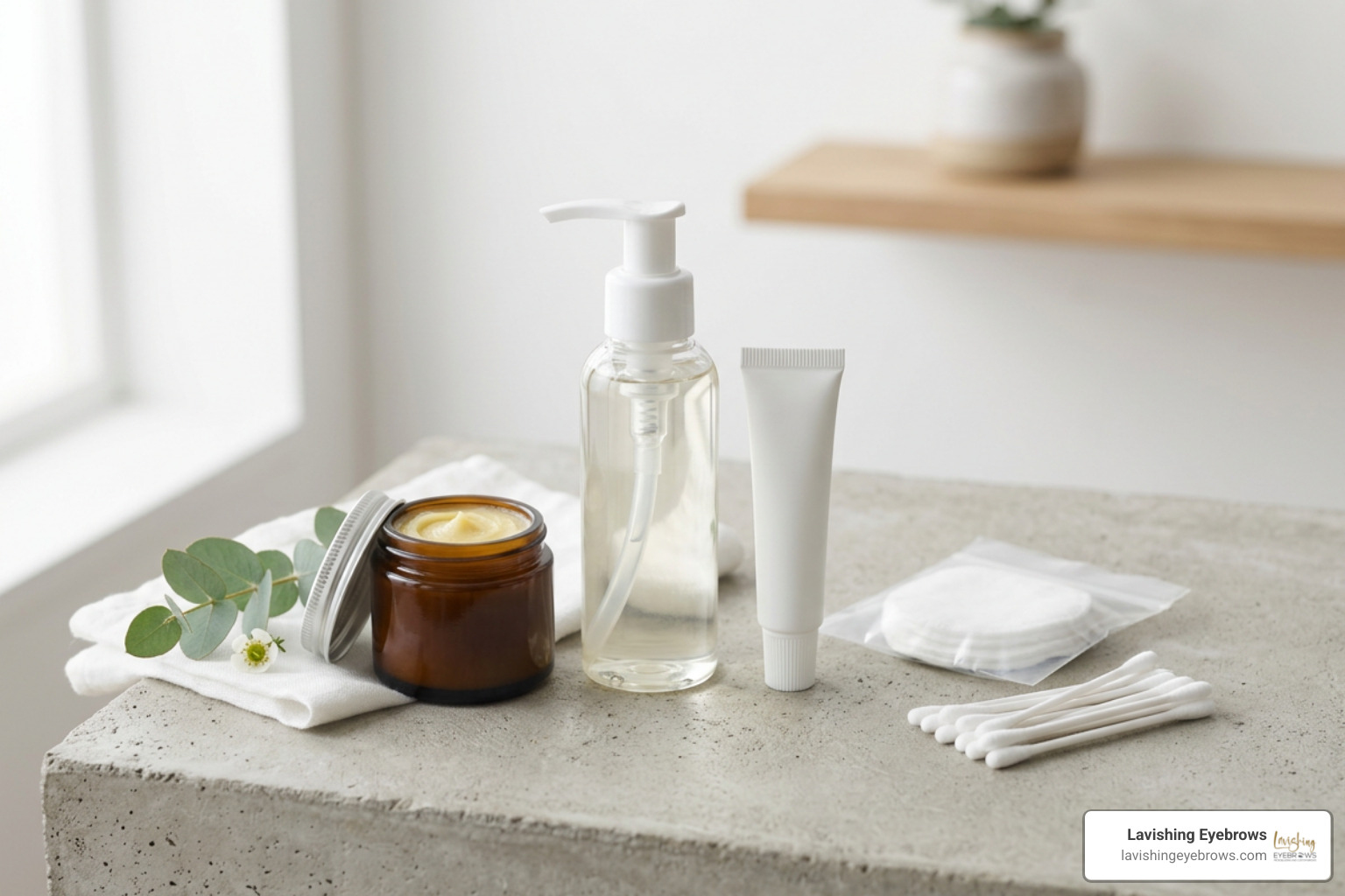 microblading aftercare kit with soothing balms and cleansers