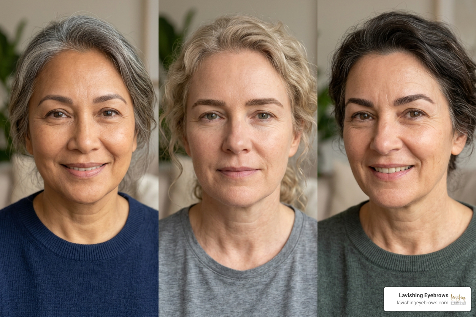 side-by-side brow shape variations for mature skin types side-by-side brow shape variations for mature skin types