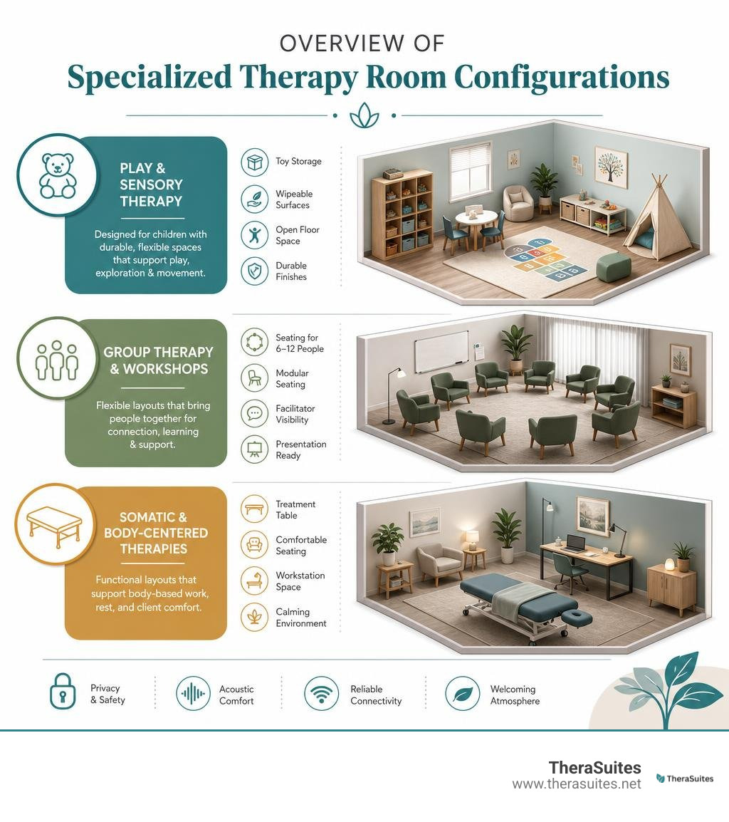 overview of specialized therapy room configurations infographic overview of specialized therapy room configurations infographic