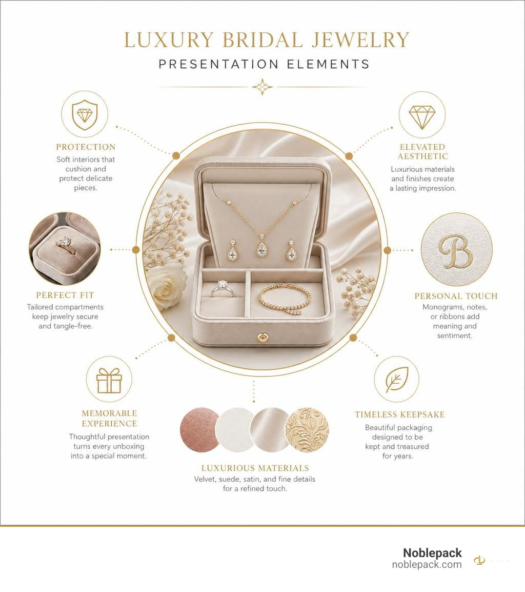 Luxury bridal jewelry presentation elements infographic Luxury bridal jewelry presentation elements infographic