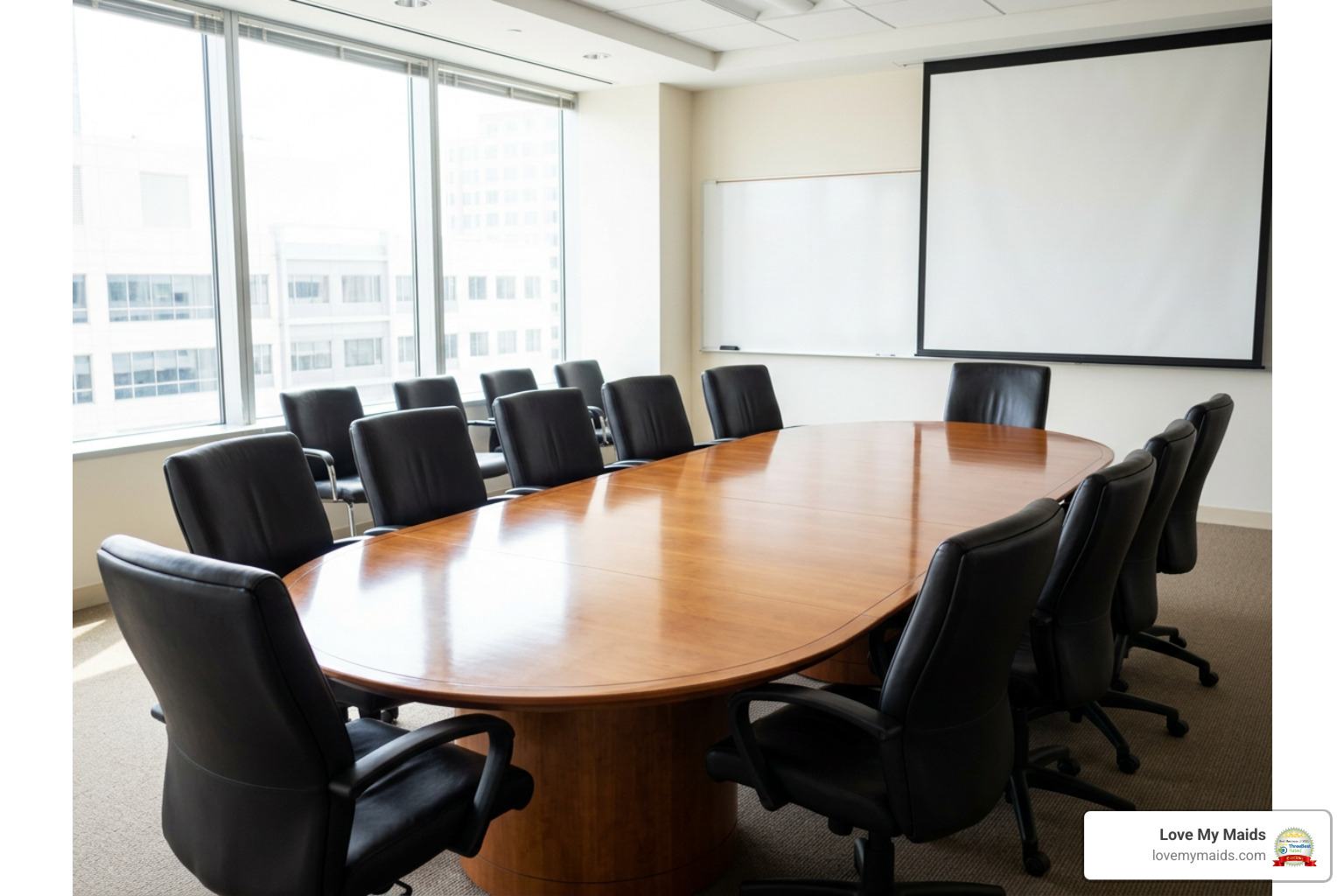 sanitized corporate conference room in an office sanitized corporate conference room in an office