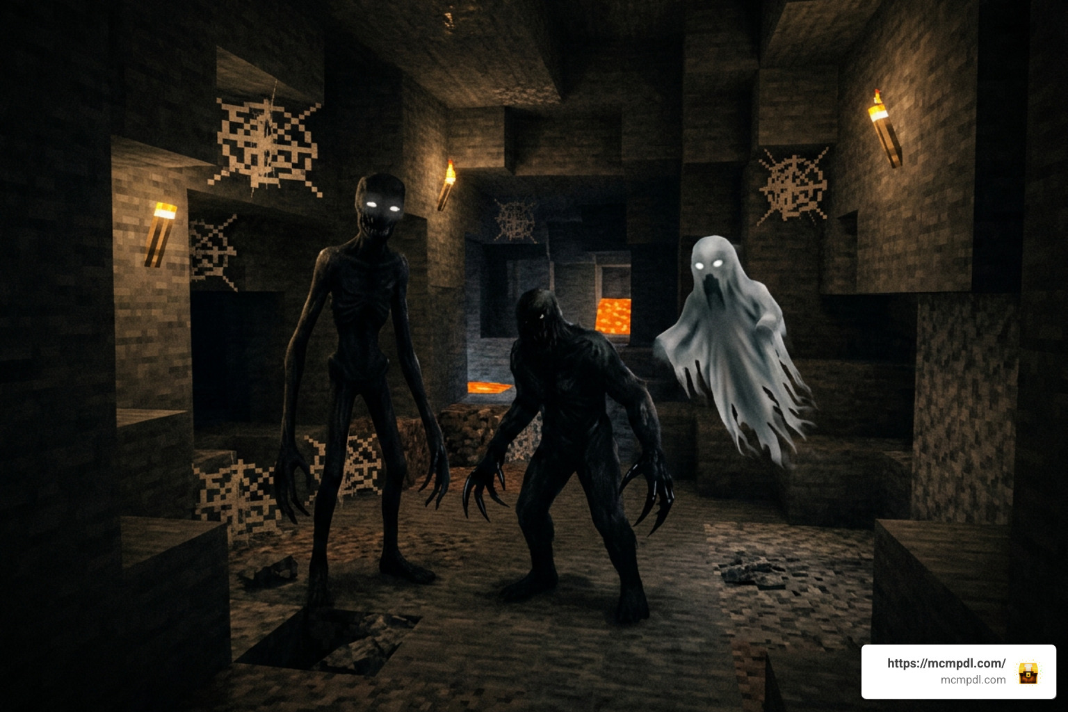 Iconic horror addon monsters assembled in Minecraft Bedrock