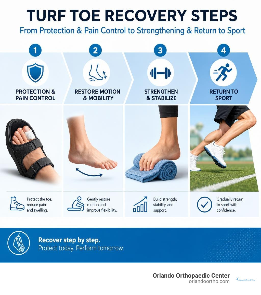 turf toe recovery steps from protection and pain control to strengthening and return to sport infographic turf toe recovery steps from protection and pain control to strengthening and return to sport infographic