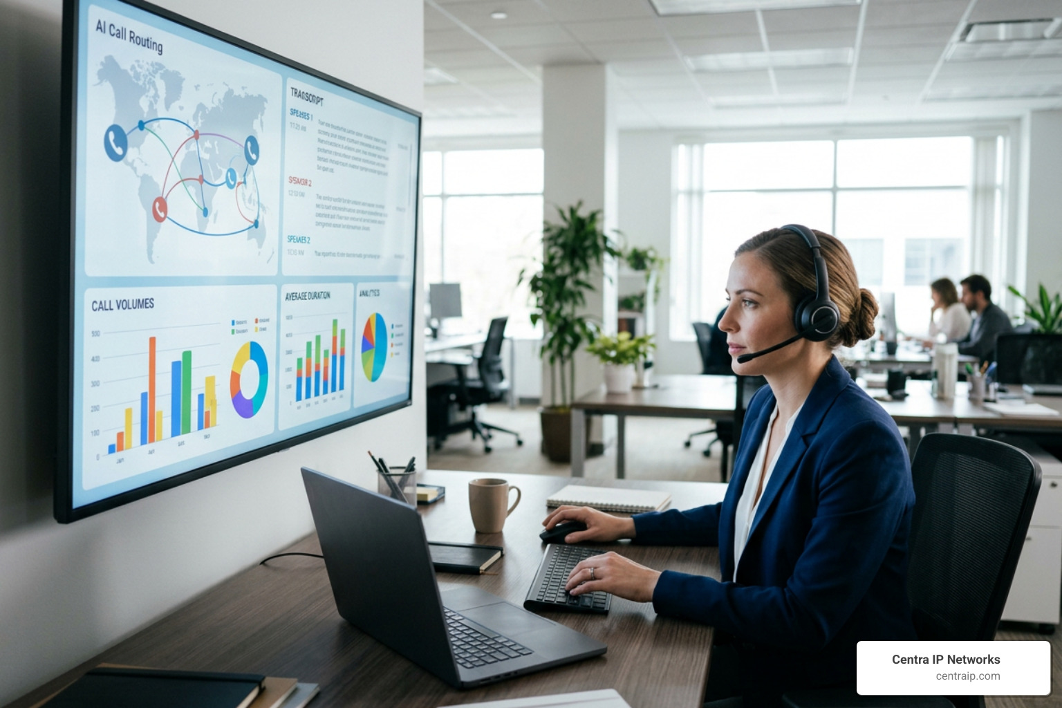 AI receptionist call routing, real-time transcription, and analytics dashboard AI receptionist call routing, real-time transcription, and analytics dashboard