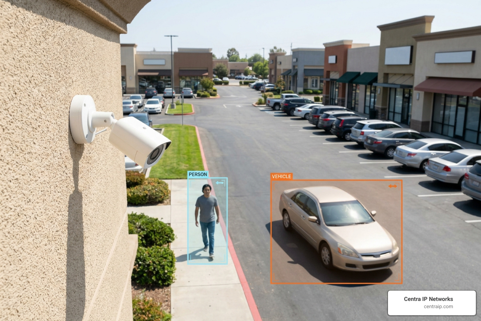 AI video analytics detecting person and vehicle movement AI video analytics detecting person and vehicle movement