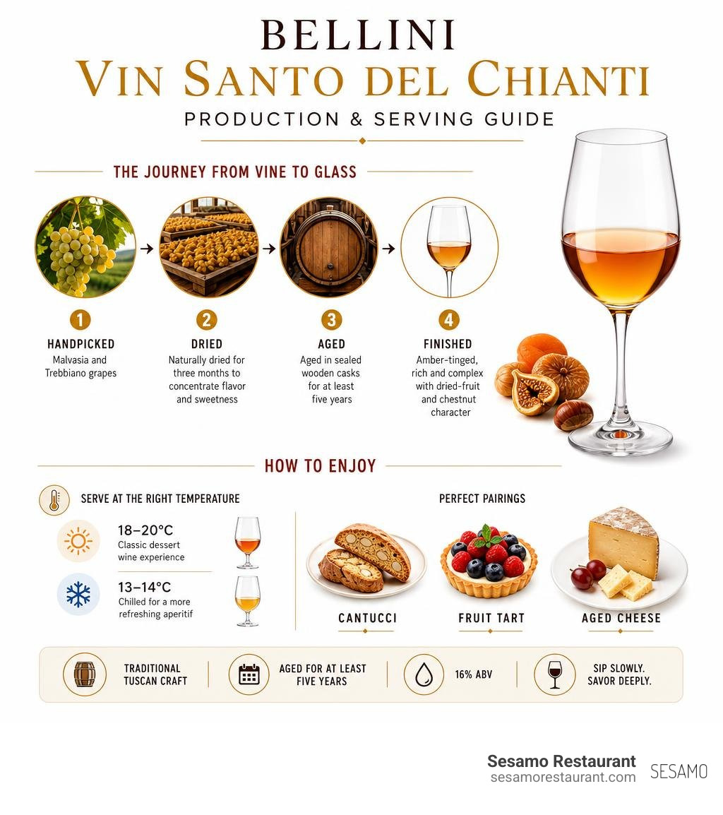Bellini Vin Santo del Chianti production and serving guide infographic Bellini Vin Santo del Chianti production and serving guide infographic