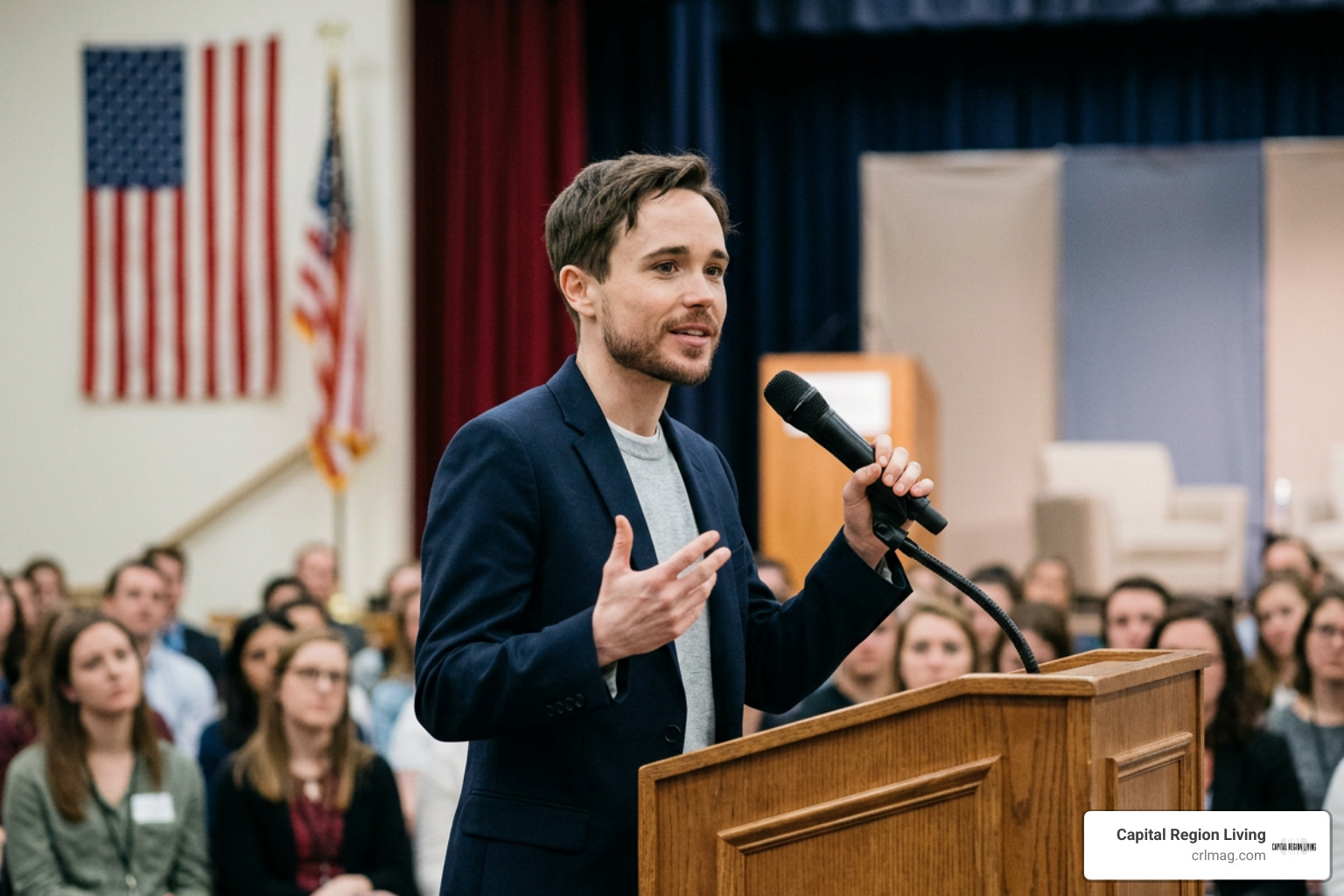 Elliot Page speaking at an advocacy summit