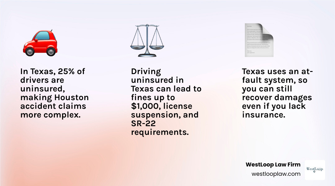 Texas uninsured driver crash rights and first steps infographic Texas uninsured driver crash rights and first steps infographic