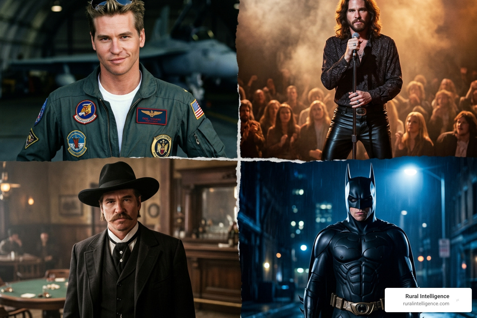 Val Kilmer iconic film roles including Iceman, Jim Morrison, Doc Holliday, Batman Val Kilmer iconic film roles including Iceman, Jim Morrison, Doc Holliday, Batman