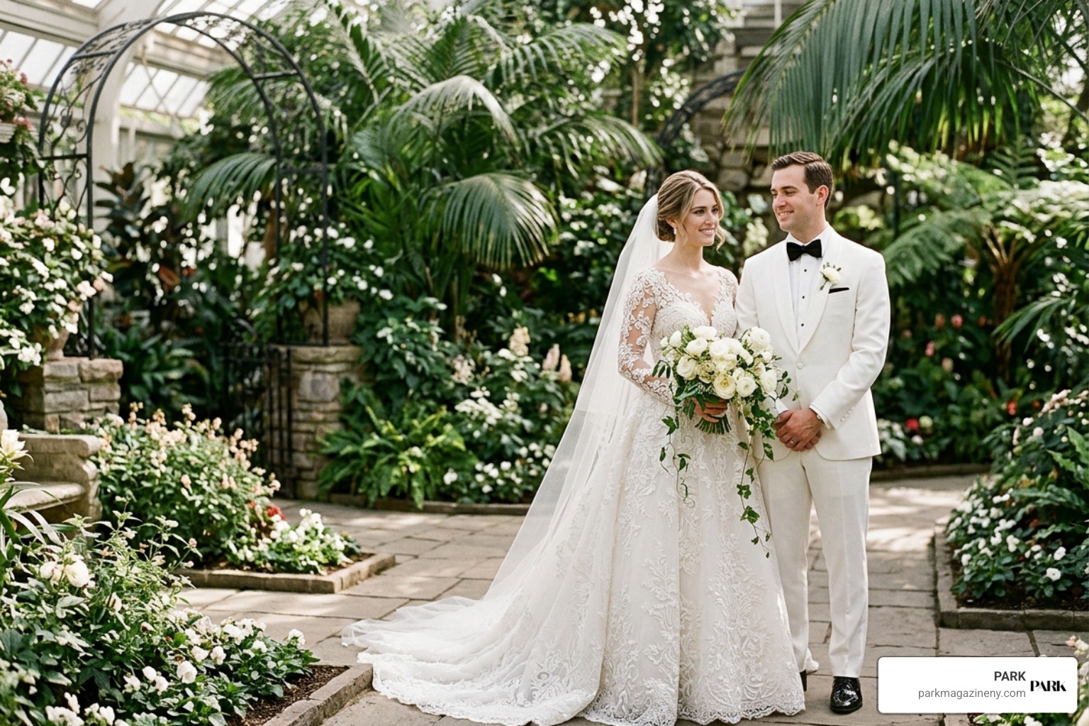Haute couture wedding attire at the ceremony