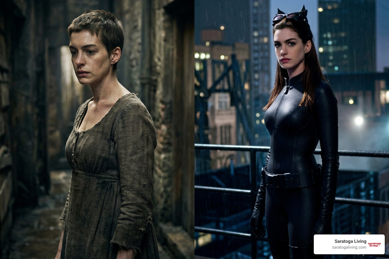Anne Hathaway in iconic film roles from Fantine to Selina Kyle