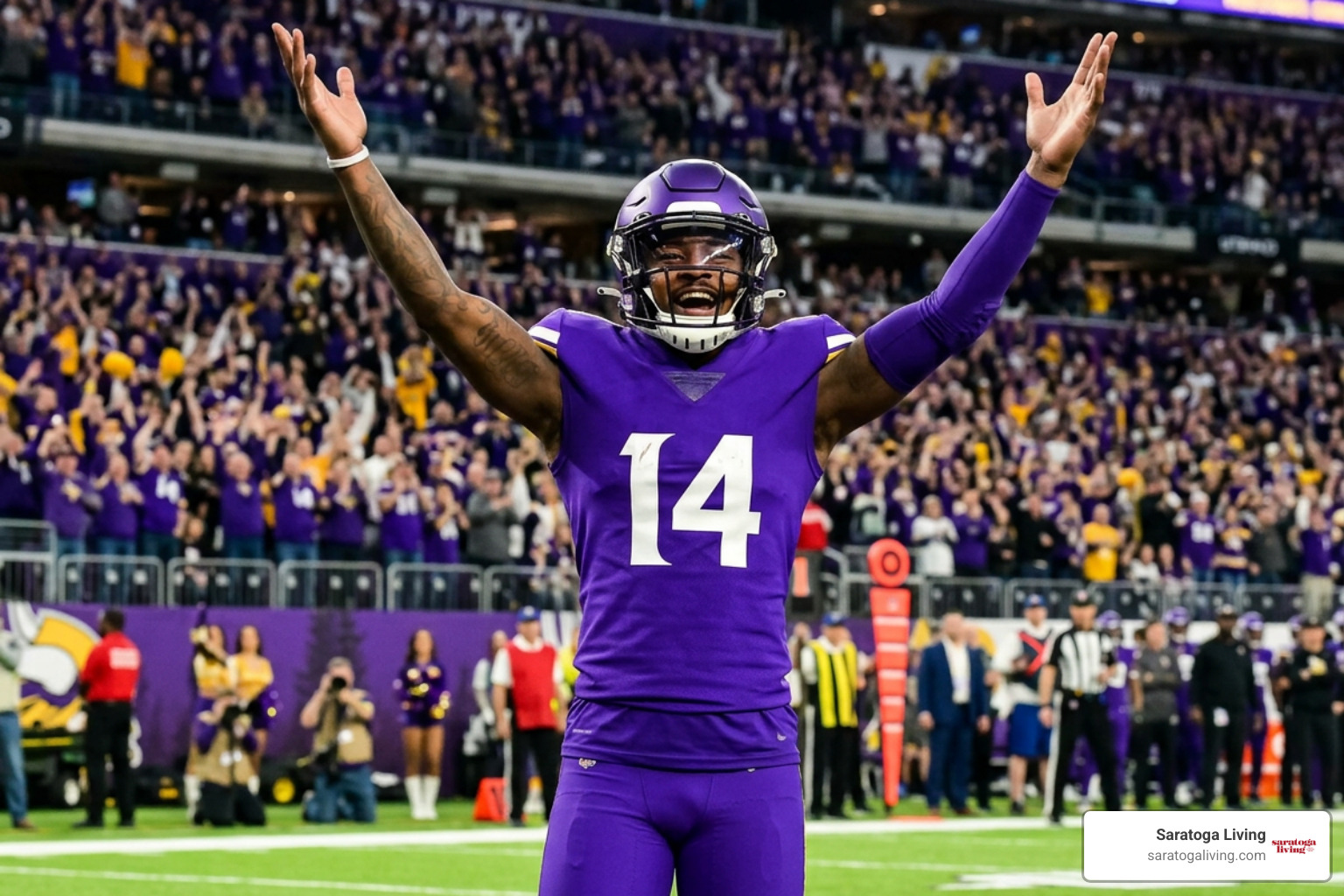 Stefon Diggs celebrating the Minneapolis Miracle touchdown Stefon Diggs celebrating the Minneapolis Miracle touchdown