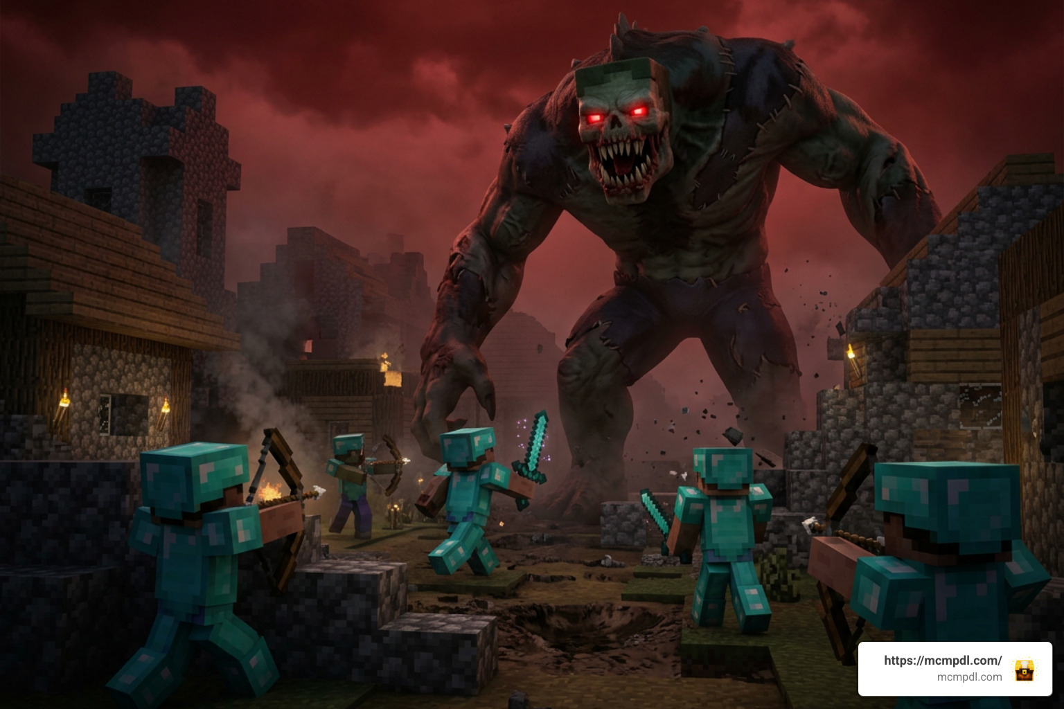 Colossal MEGA MUTANT boss battling players Colossal MEGA MUTANT boss battling players
