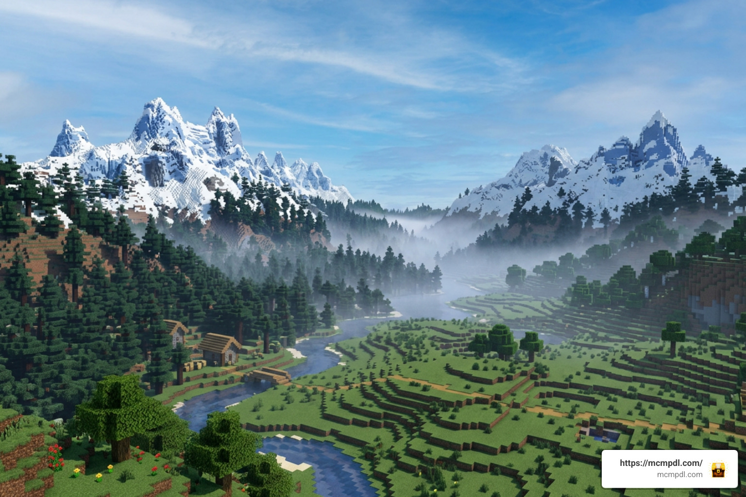 Realistic Minecraft Bedrock mountains and fog