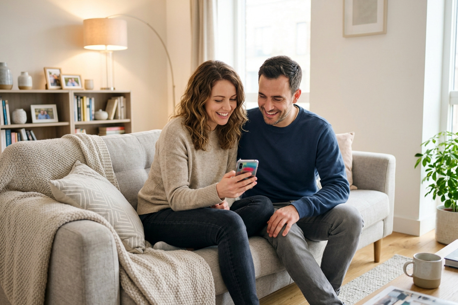 couple on phone call verifying insurance coverage