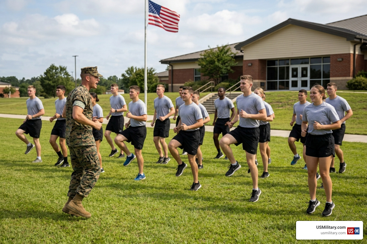 Marine poolees conducting physical training Marine poolees conducting physical training
