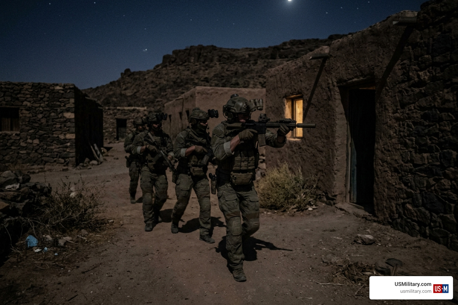 Night direct action raid by elite special operations forces