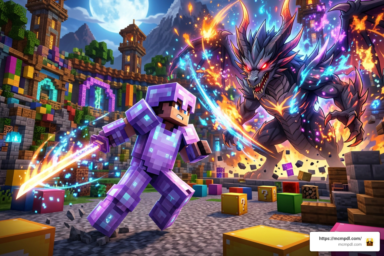 Anime Lucky Block combat and boss battles