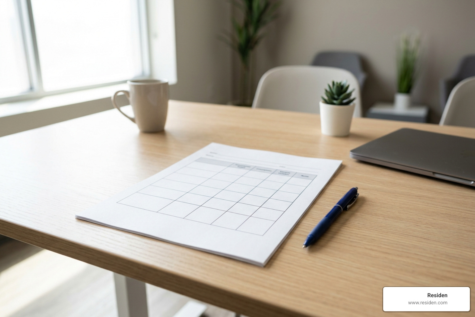 Standardized interview evaluation rubric on a clean clinic desk Standardized interview evaluation rubric on a clean clinic desk