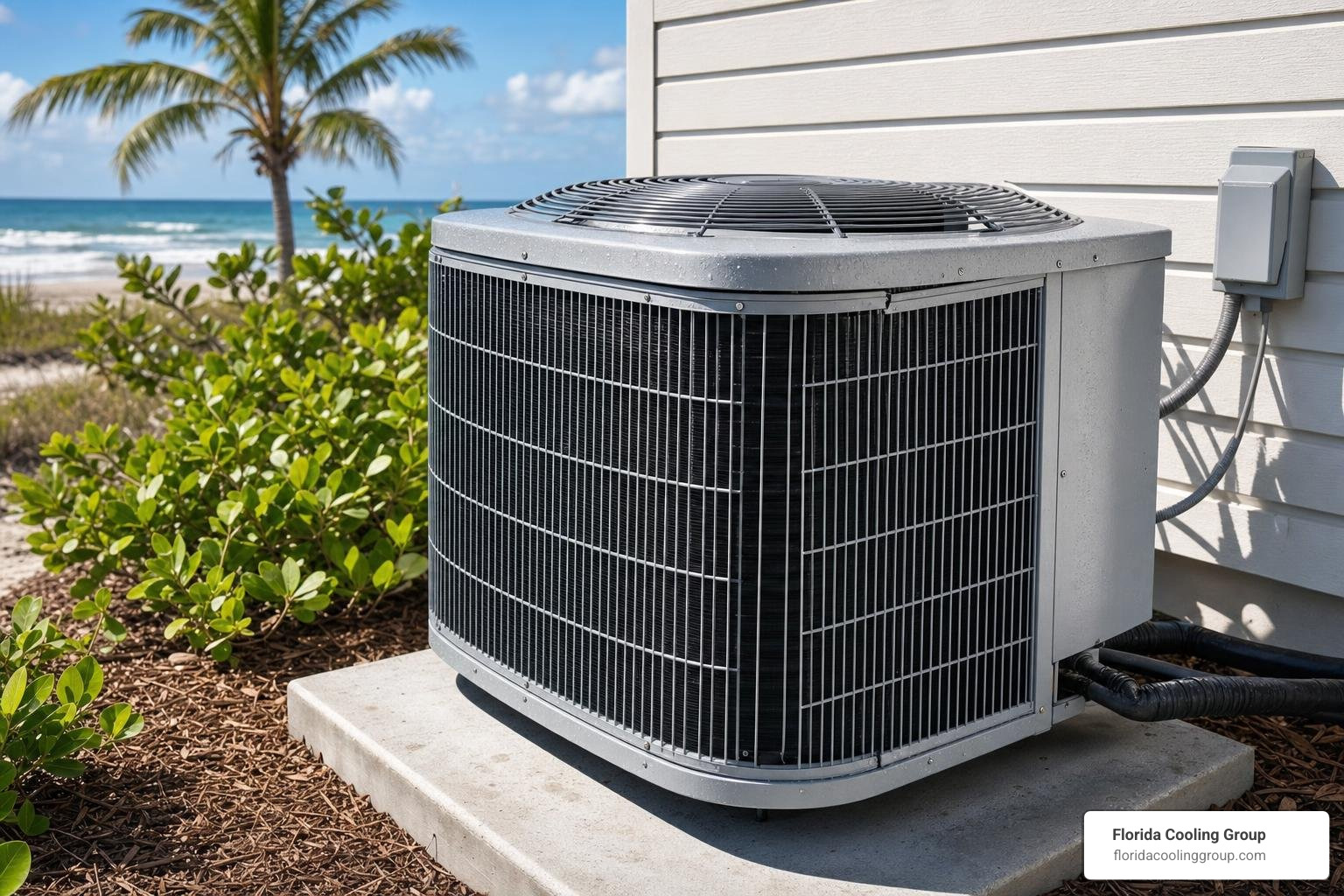 Coastal HVAC outdoor condenser unit equipped with corrosion-resistant anti-rust protection Coastal HVAC outdoor condenser unit equipped with corrosion-resistant anti-rust protection