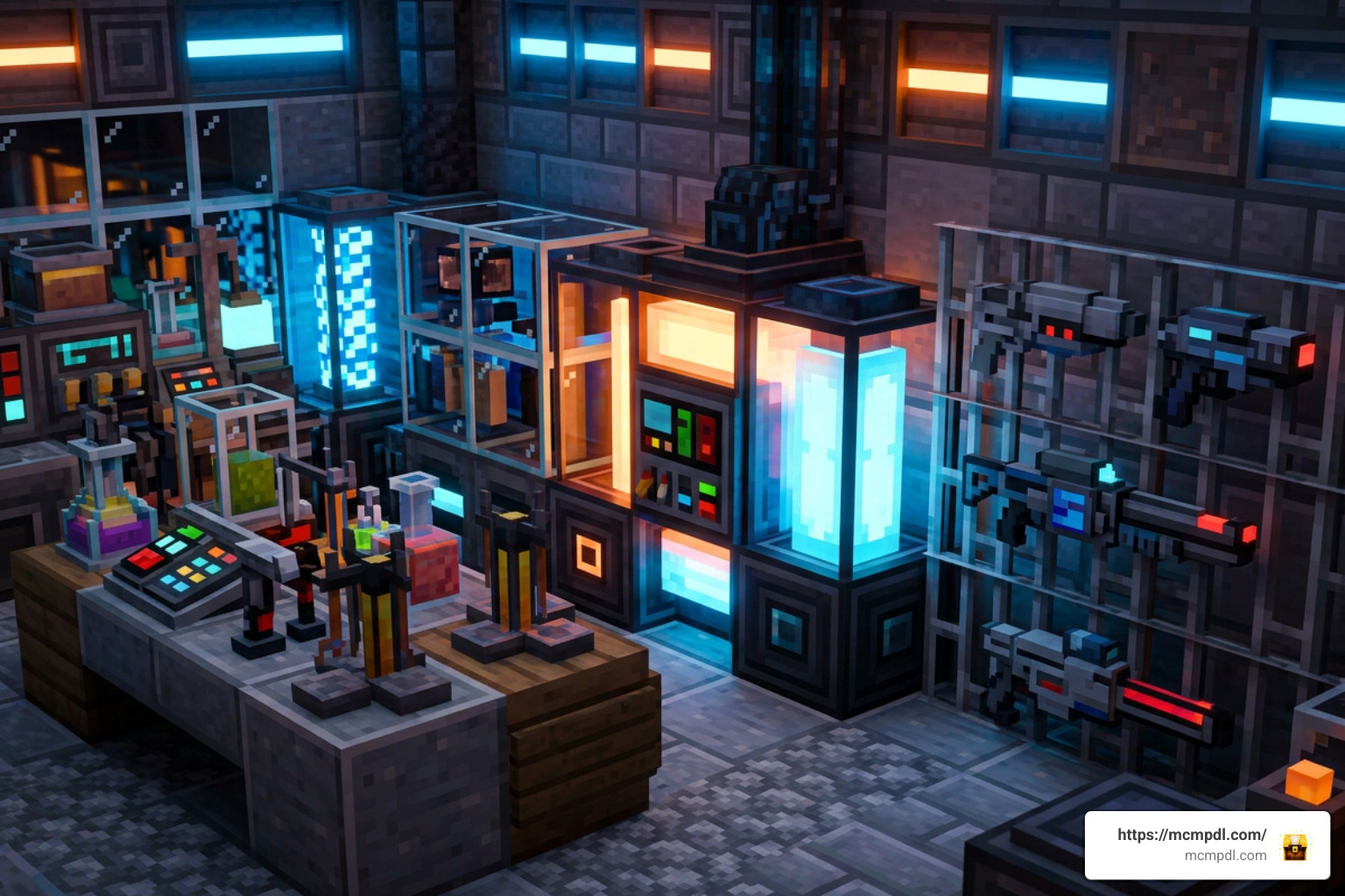 3D laboratory machines and sci-fi blasters