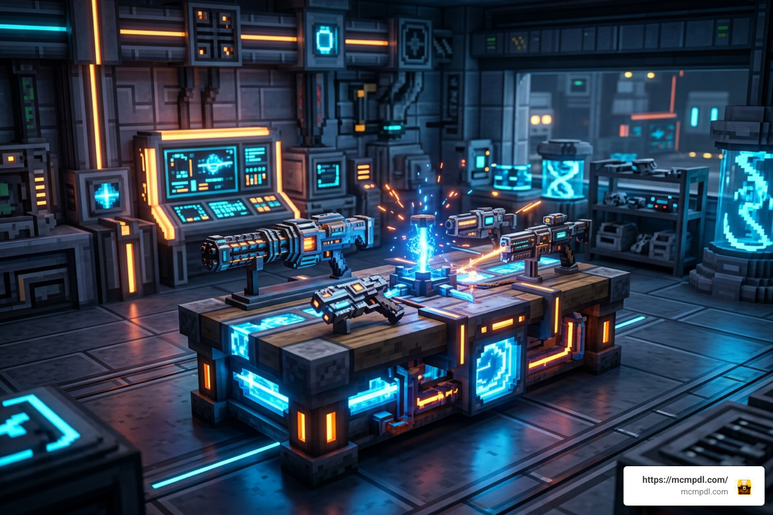 Minecraft futuristic blaster laboratory