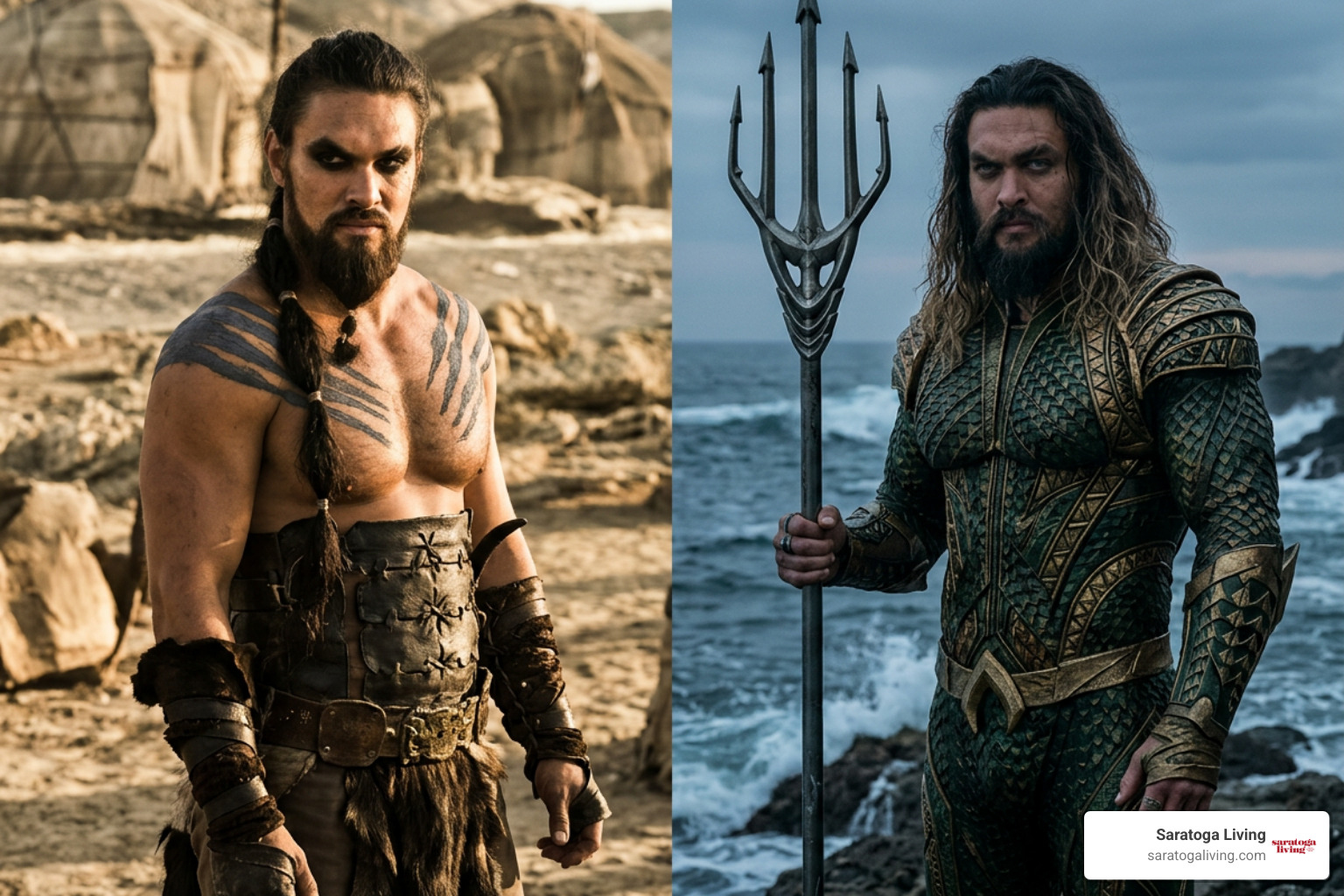 Jason Momoa as Khal Drogo and Aquaman Jason Momoa as Khal Drogo and Aquaman