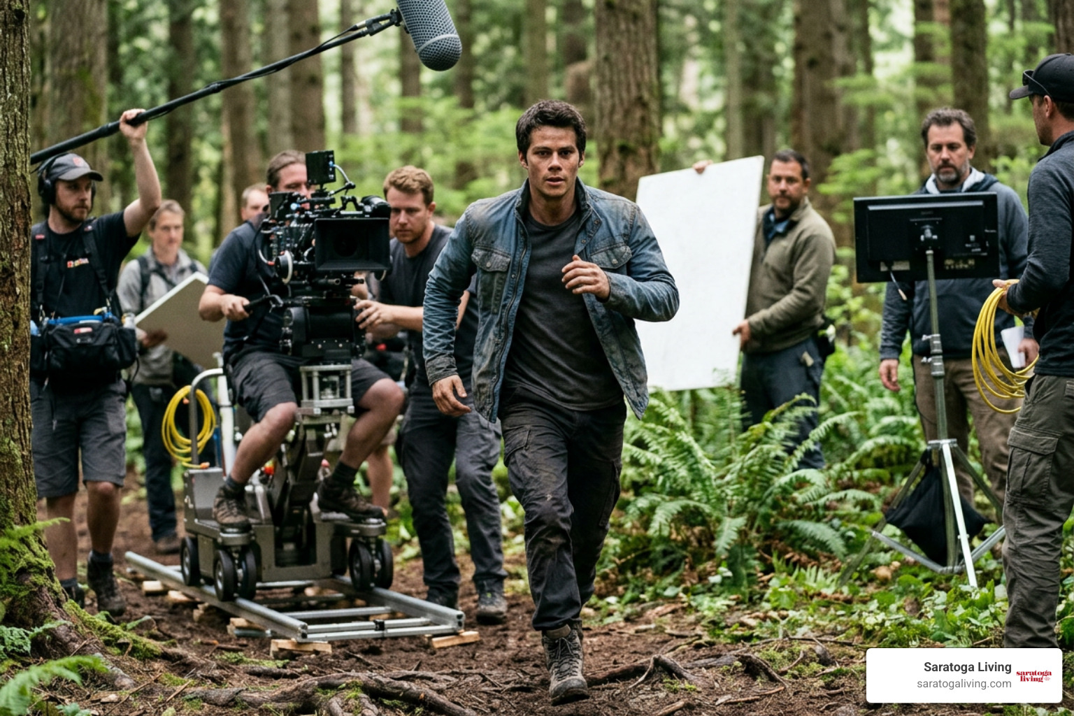 Dylan O'Brien on The Maze Runner set filming action sequences Dylan O'Brien on The Maze Runner set filming action sequences