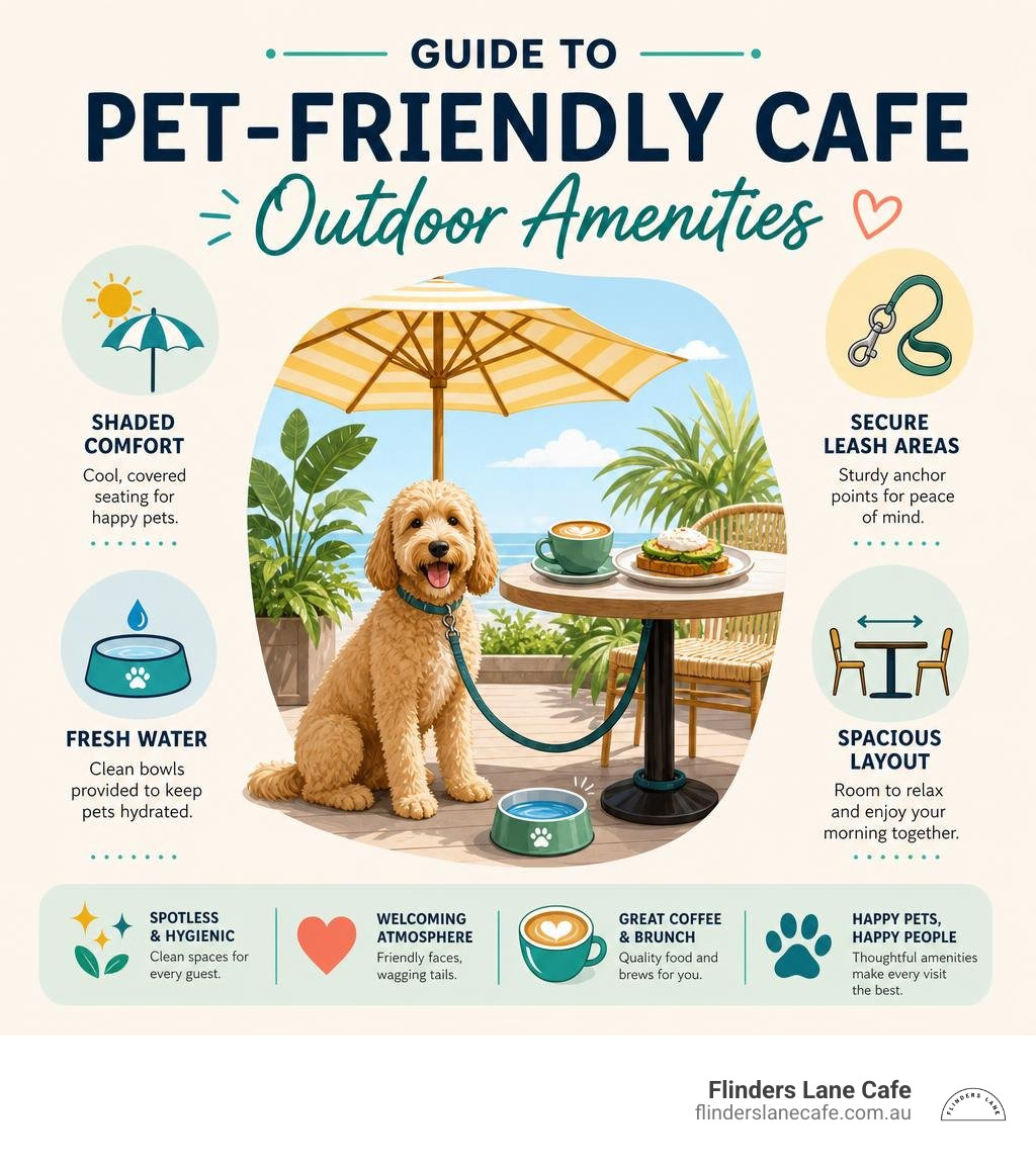 Guide to pet-friendly cafe outdoor amenities infographic