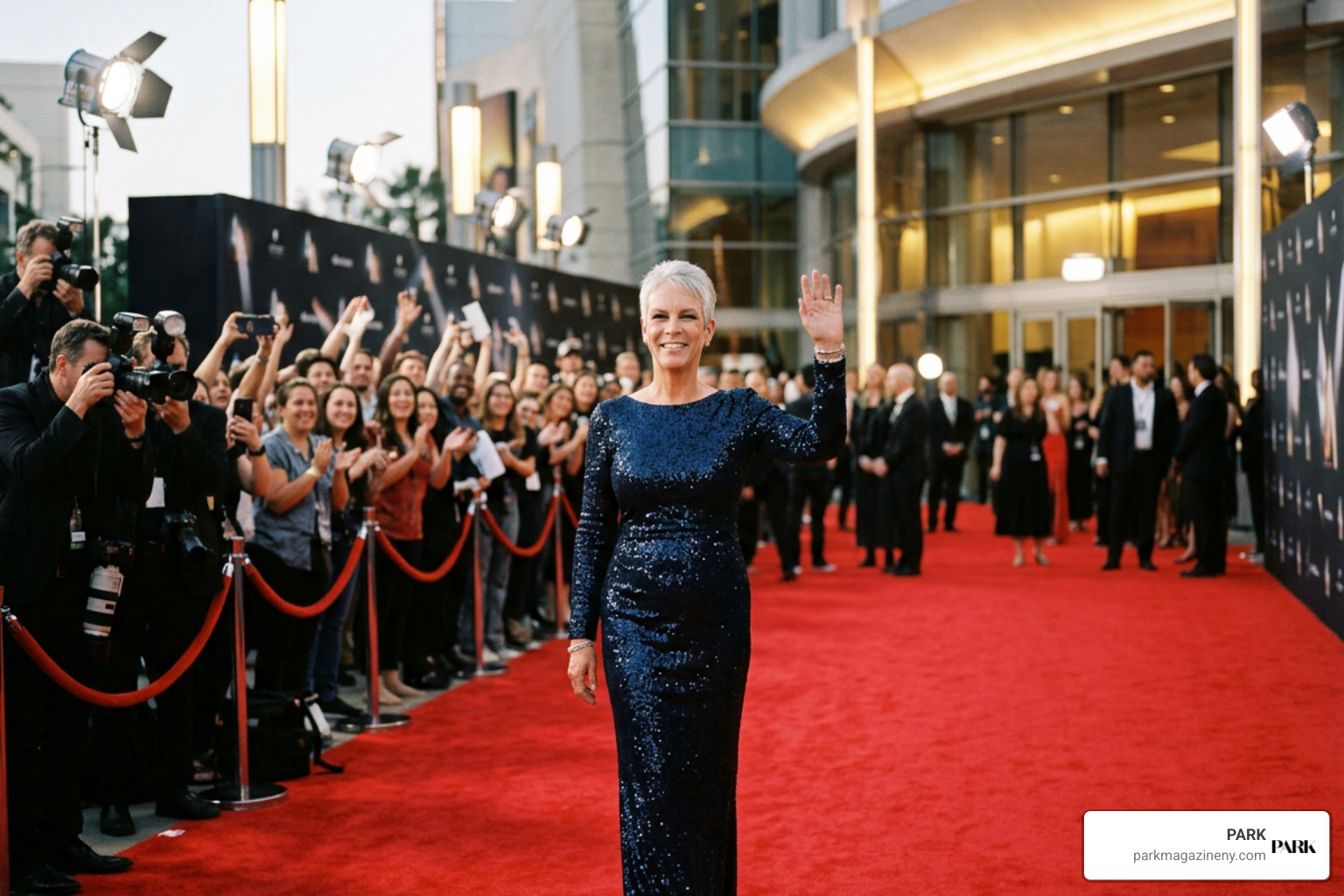 Jamie Lee Curtis arriving at a major modern film premiere Jamie Lee Curtis arriving at a major modern film premiere