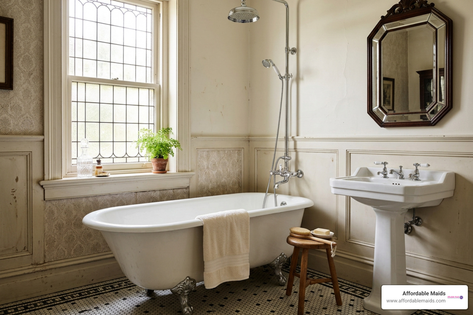 old Victorian bathroom with clawfoot tub and chrome fixtures old Victorian bathroom with clawfoot tub and chrome fixtures
