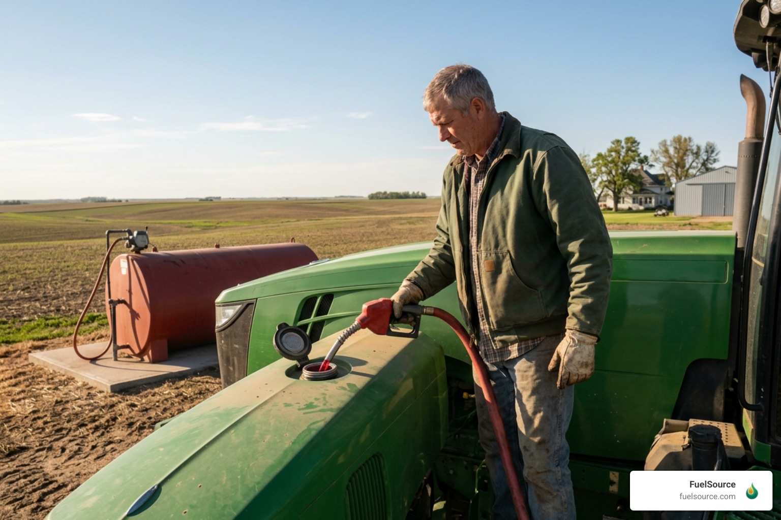 dispensing red dyed off-road diesel into agricultural machinery