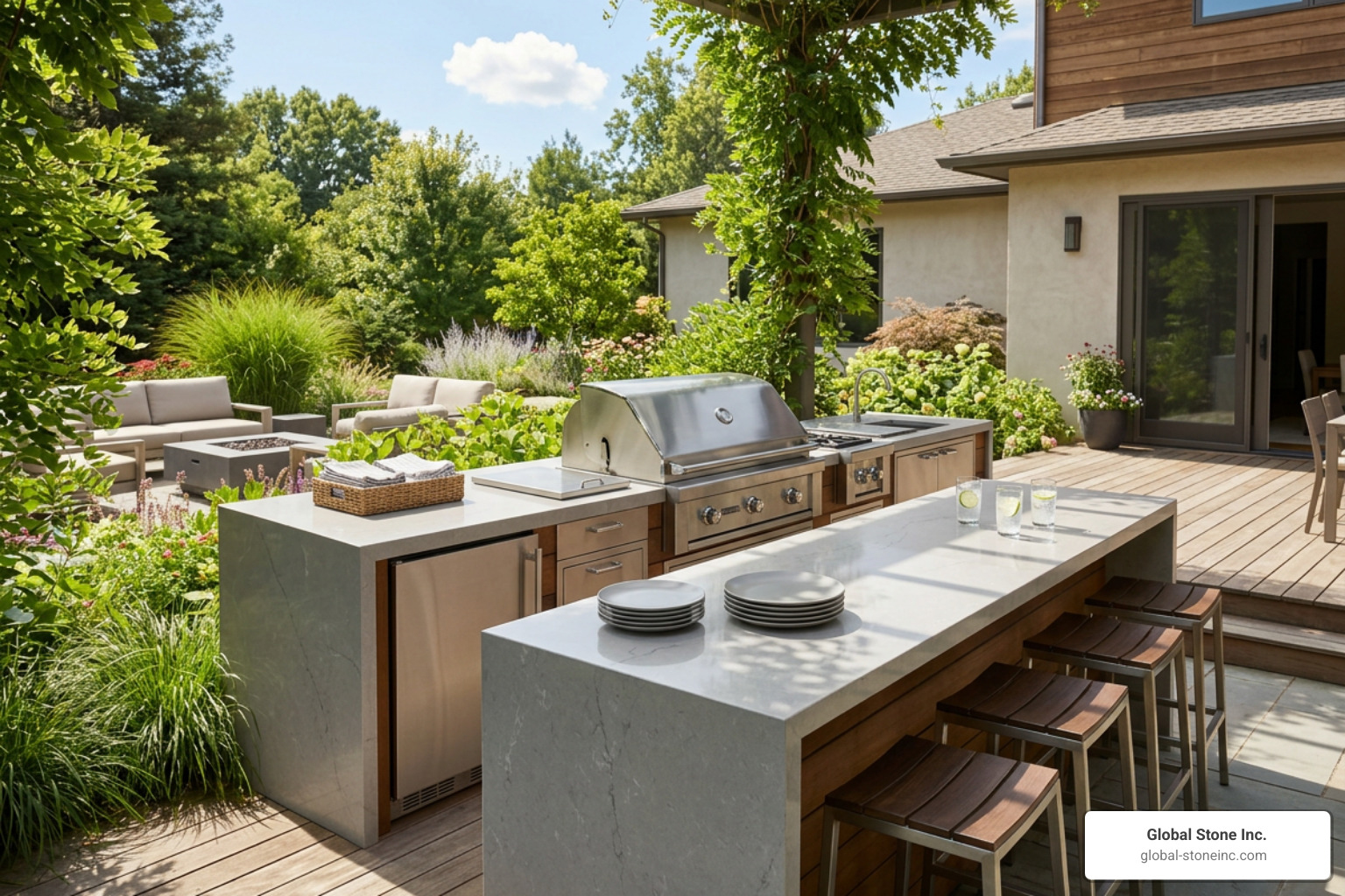Outdoor kitchen bar featuring Caesarstone surface