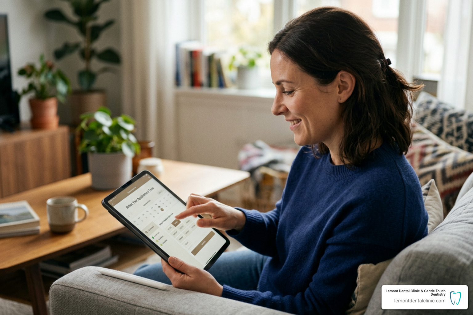 patient easily scheduling a dental appointment on a digital device