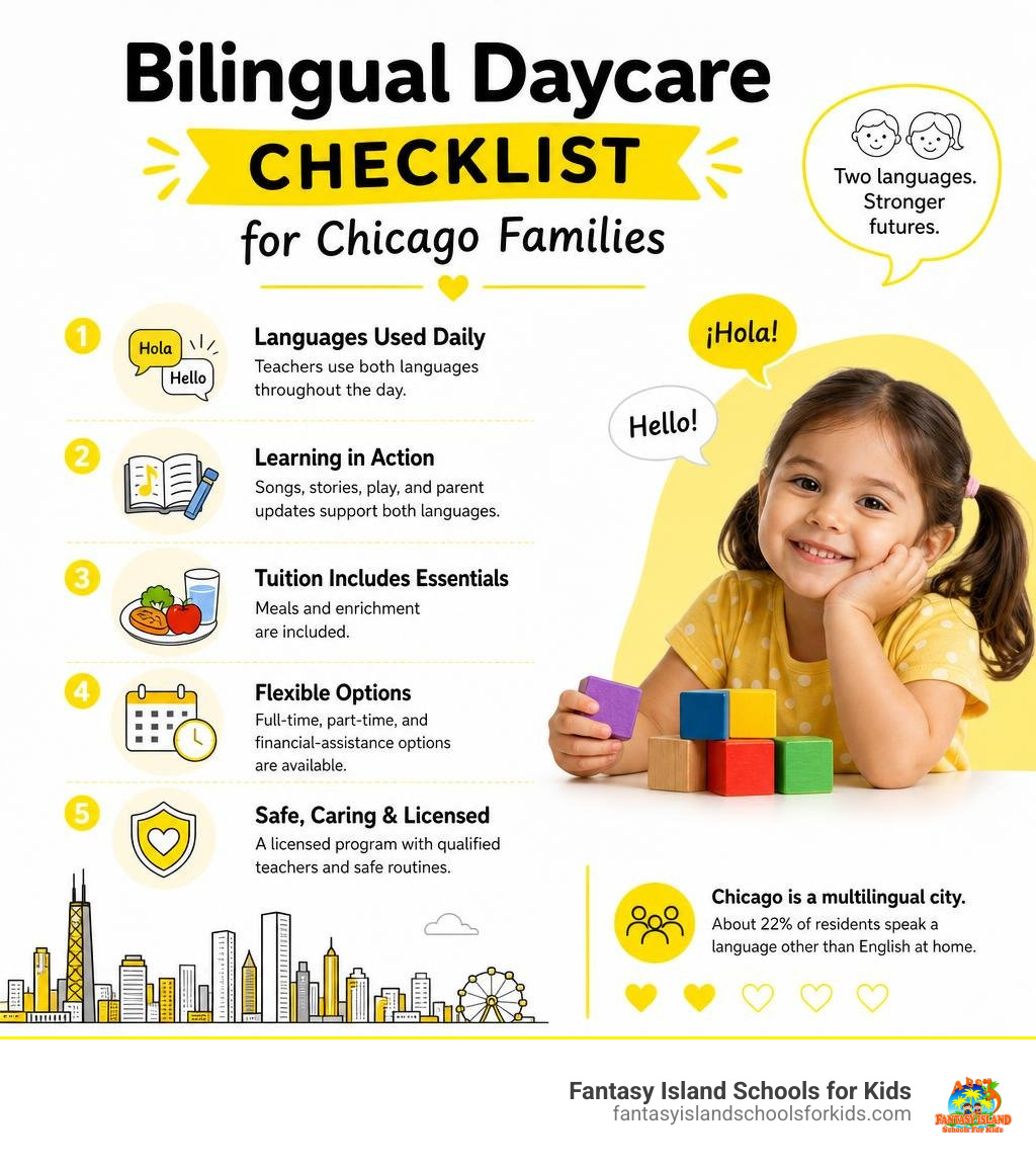Bilingual daycare checklist for Chicago families infographic Bilingual daycare checklist for Chicago families infographic