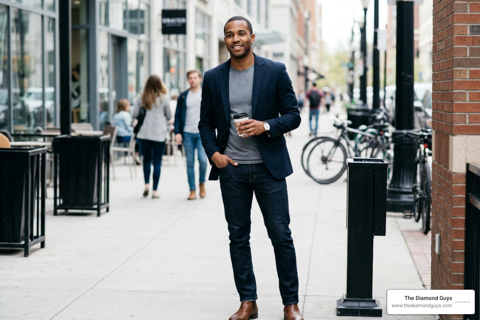 stylish man wearing a diamond stud in an everyday setting stylish man wearing a diamond stud in an everyday setting