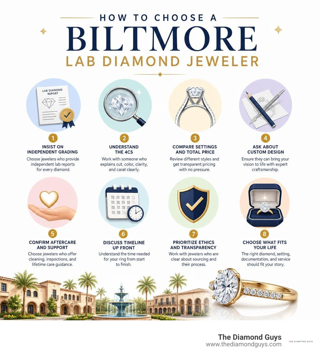How to choose a Biltmore lab diamond jeweler infographic How to choose a Biltmore lab diamond jeweler infographic