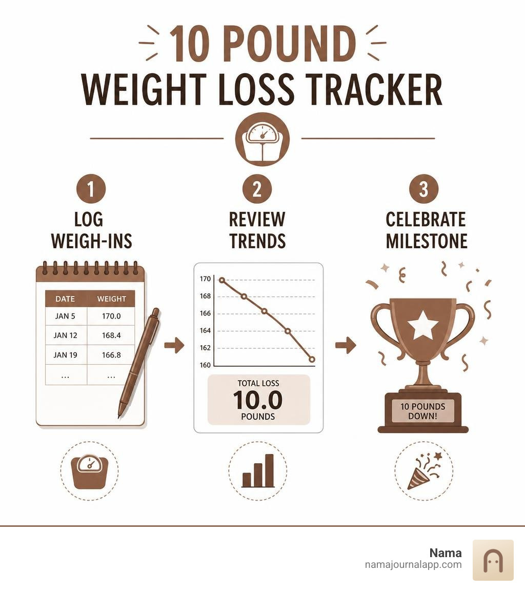 10 pound weight loss tracker steps: log weigh-ins, review trends, celebrate milestone infographic 10 pound weight loss tracker steps: log weigh-ins, review trends, celebrate milestone infographic