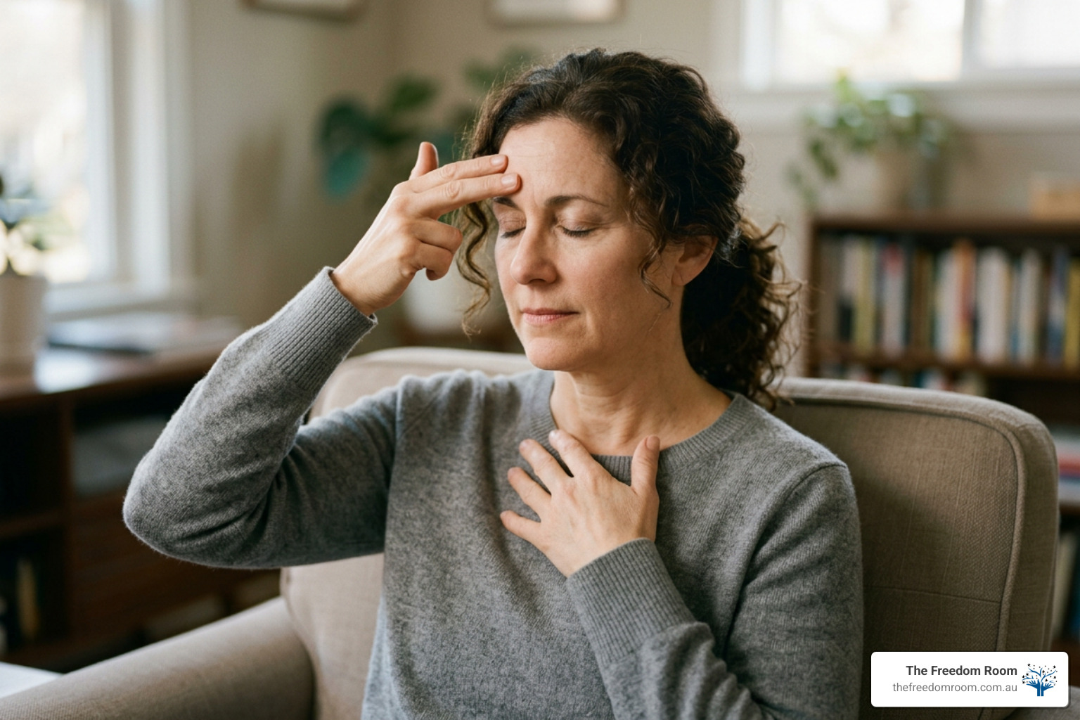 person using hand acupressure for panic relief person using hand acupressure for panic relief
