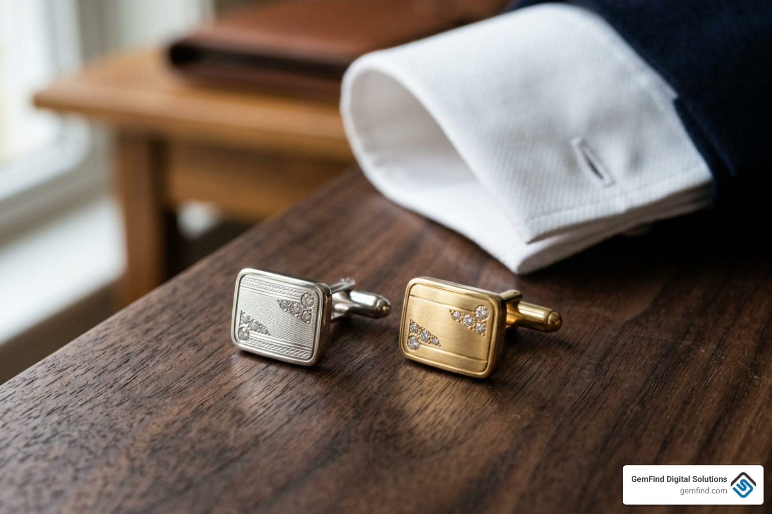 precious metal cufflink settings in gold and platinum