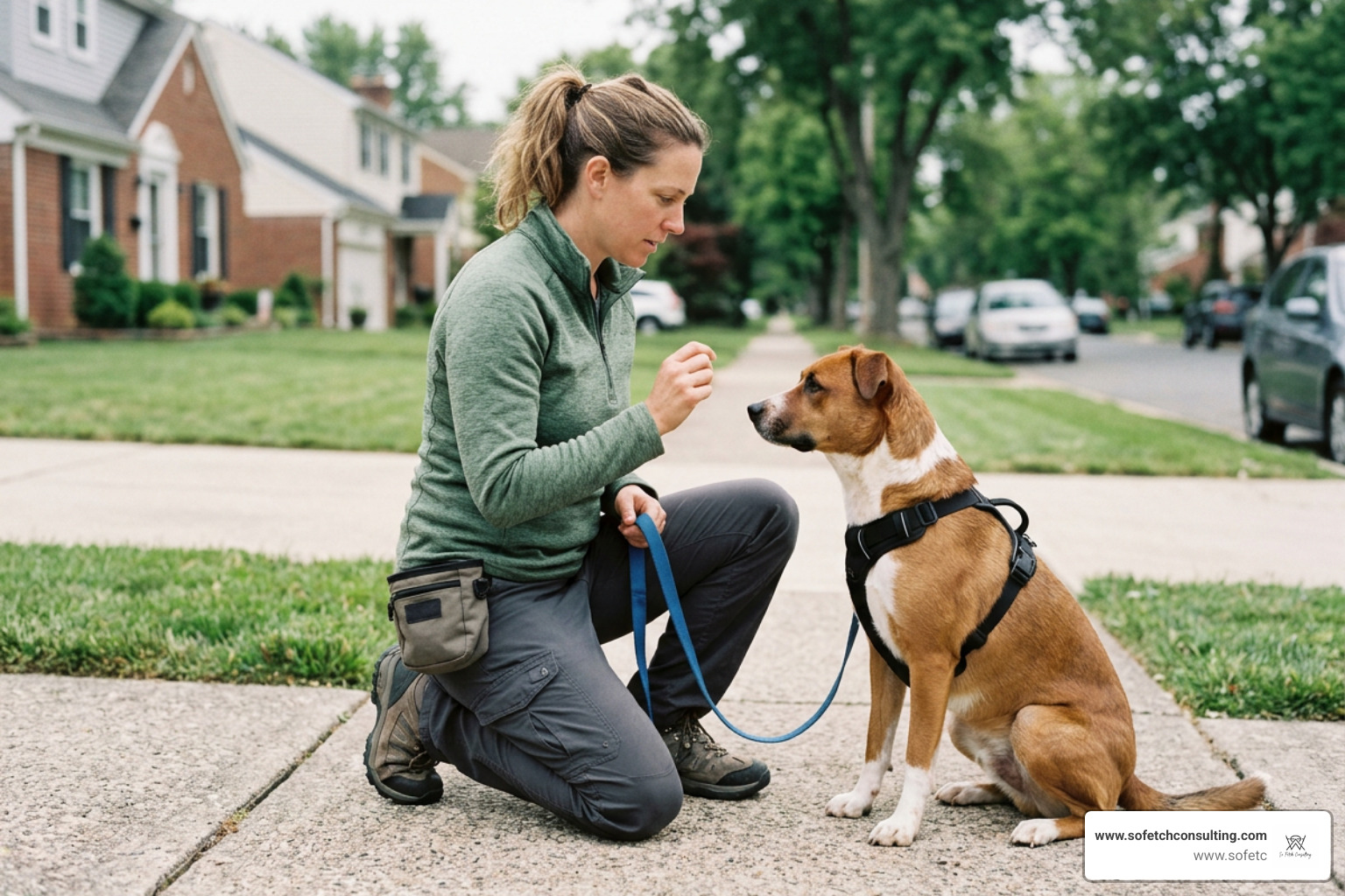 trainer working on behavioral modification with a reactive dog trainer working on behavioral modification with a reactive dog
