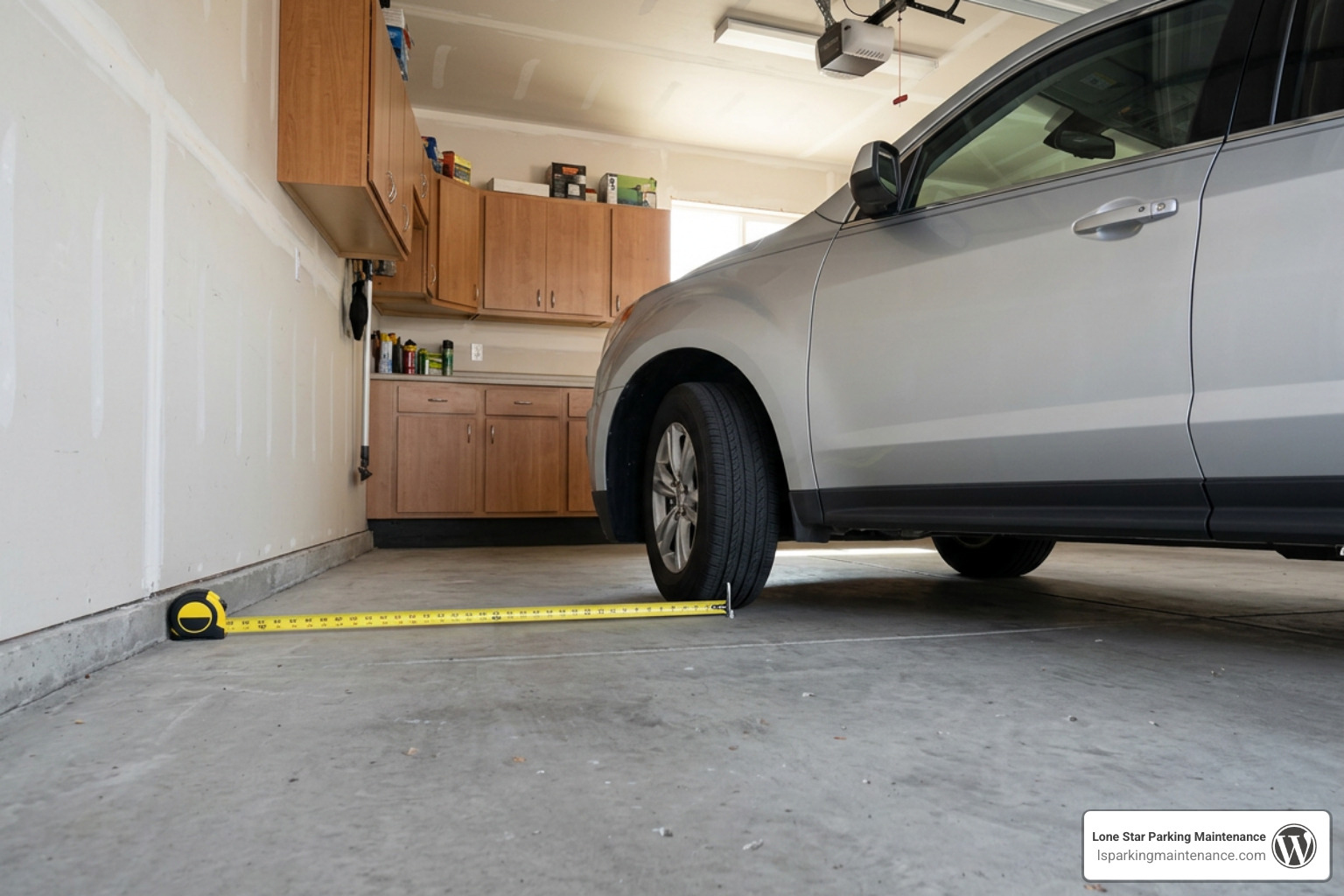 measuring garage floor setback for wheel stop