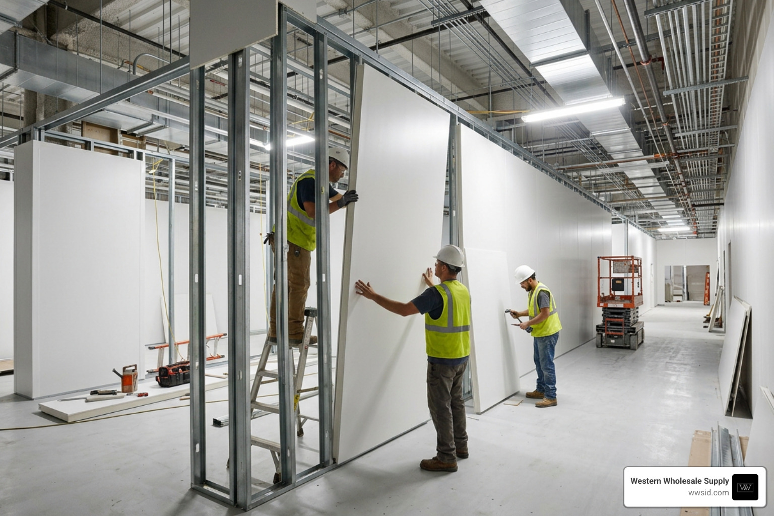 Insulated composite wall panel installation in a commercial research laboratory Insulated composite wall panel installation in a commercial research laboratory
