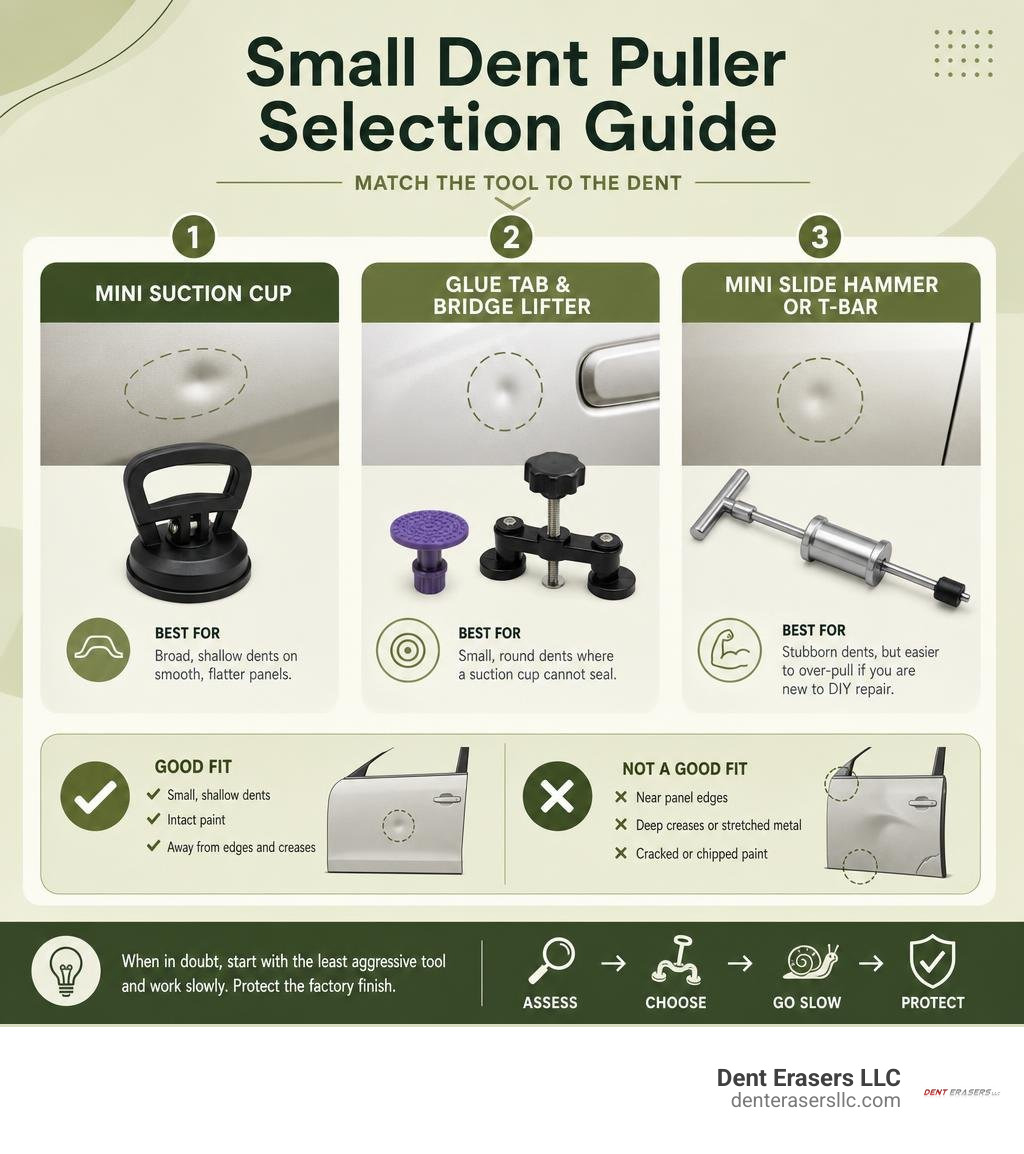 Small dent puller selection guide for suction cups glue tabs and slide hammers infographic Small Dent Puller Selection Guide For Suction Cups Glue Tabs And Slide Hammers Infographic